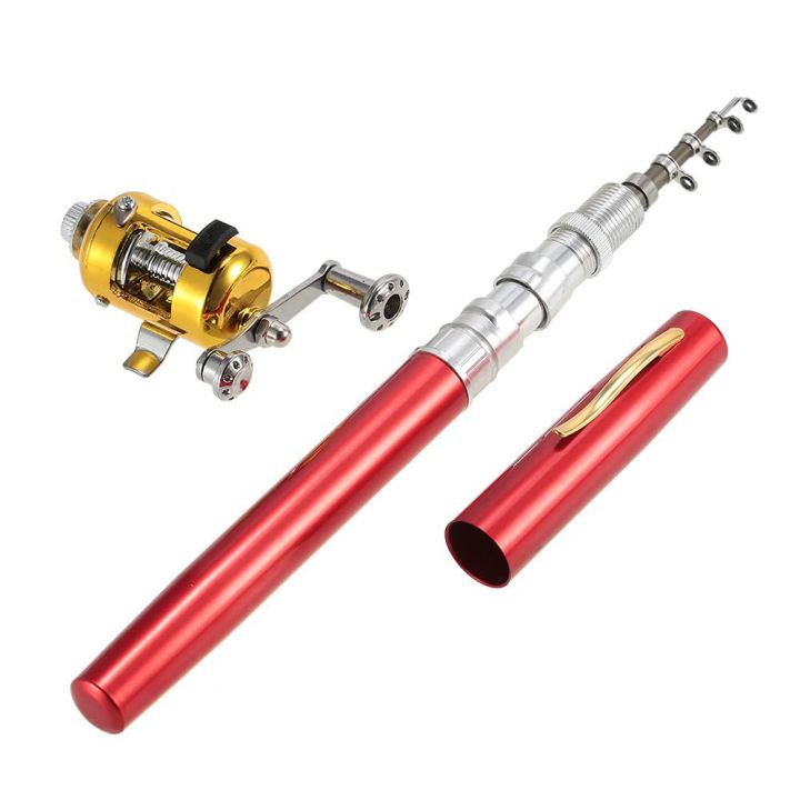 Fishing Rod Reel Combo Kit Set Mini Telescopic Portable Pocket Pen Fishing Rod Pole + Reel Aluminum