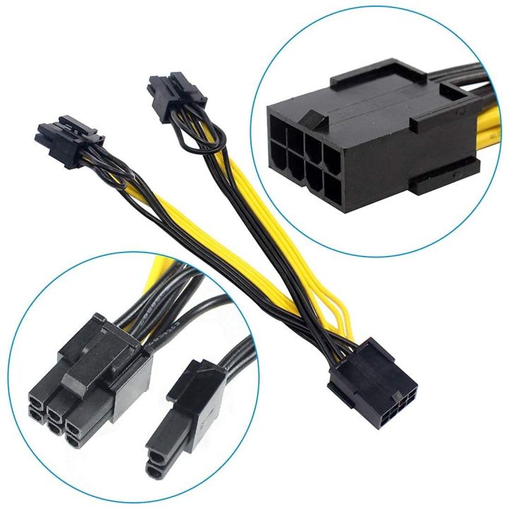 Graphics Card 8 Pin JXSZ PCI-e Graphics Card GPU 8-pin Male to Dual 6+2pin Female Power Y ...