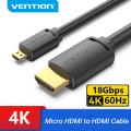 Vention Micro HDMI to HDMI Cable 4K Mini HDMI Male to Male Cord for   Camera Callphone Tablet Projector HDTV Mini HDMI. 