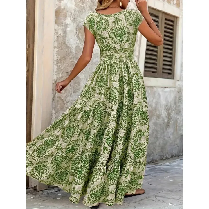 Plus%20Size%20Women's%20Bohemian%20Floral%20Print%20V-Neck%20Short%20Sleeve%20Dress%20Oversized%20Ruffled%20Skirt%20For%20Women%20Casual%20A-line%20Long%20Dresses%20-%20Image%206