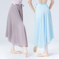 Women Long Chiffon Ballet Skirt Black Dance Wrap Skirts with Adjustable Tie Semi-sheer. 