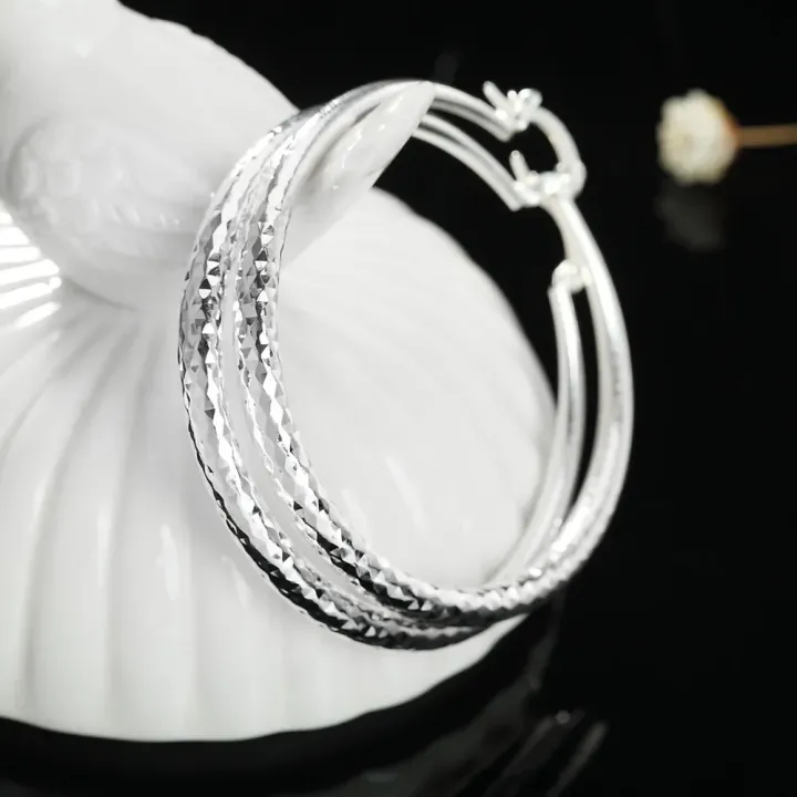 Charms%20fine%20925%20Sterling%20Silver%205CM%20circle%20hoop%20Earrings%20for%20Women%20fashion%20Pretty%20wedding%20party%20Jewelry%20Holiday%20gifts%20-%20Image%203