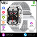 LIGE Men's Smart Watch With LED Flashlight 2.01-inch HD Screen Bluetooth Calling Heart Rate Monitor AI Voice Control Waterproof.
