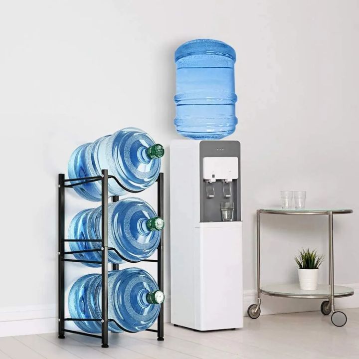 3 Gallon Water Jug Rack, 3-Tier Water Bottle Holder Storage Rack, Water Jug Organizer for Kitchen,Office,Garage, Dark Brown
