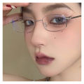 Gentle Literary And Ascetic Gold-Rimmed Glasses Rectangular Narrow Frame Japanese Style Light Glasses For Men And Women. 