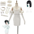 Sua Cosplay Costume Wig Anime Alien Stage Cosplay Costume Microphone White Dress Earrings Short Black Wig Sua Cosplay Clothing. 