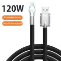 120W 6A 180 ° rotatable fast charge cable C type mobile game charger cable for Samsung liquid silicone /xiaomi /iphone. 