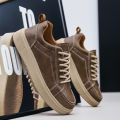 Leather Trend Men Casual Shoes Platform Soft Sneakers Outdoor Breathable Sport Shoes Lightweight Skid Running Shoes Tennis Shoes. 