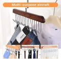 8 Hook Wooden Hanger for Clothes Hanging Rack Multi Hook Wardrobe Accessories Lingerie Belts Scarfs Tops Bras For Women. 