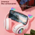 STN28 LED Cat Ear Headset Noise Cancelling Headphones Bluetooth 5.0 Colorful Kids Headset Support TF Card 3.5mm Plug with Mic.