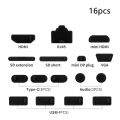 1set/16pcs Silicone Notebook Anti Dust Plug Cover Stopper Type C Laptop Dustproof USB Port HDMI RJ45 Interface waterproof cover. 