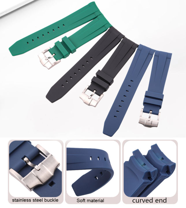 20mm%20Curved%20End%20Rubber%20Watch%20Strap%20For%20Rolex%20Submariner%20Watchband%20Soft%20Silicone%20Black%20Green%20Blue%20Diving%20Bracelet%20Wrist%20Band%20-%20Image%206