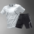 CHRLCK Men's Quick Drying Running Sets Breathable Hiking Fishing T-Shirt Short Soft Elasticity Gym Fitness Suits Outdoor Sports. 
