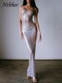 Nibber See Through Maxi Dress Women  Strappy Dresses Body-shaping Vestido Female Stunning Hipster Attirewear Clothing. 