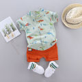 2PCS Baby Set Summer Cartoon Tree Dinosaur Random Print Standing Neck Shirt Short Sleeve Shorts Set. 