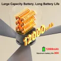 12000mAh Portable Ceiling Fans Outdoor Camping Fan Tent Air Circulator Cooler Rechargeable Electric Fan Remote Control LED Light.