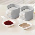 6pcs/Set Sauce Dish Dipping Bowls,Plastic Seasoning Dish White Square Dipping Sauce Pickle Dish Spit Bone Dish with Handle. 