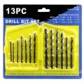 13Pc 1.5-6.5mm Round Shank Twist Drill Bit Set Titanium Coated HSS Bit Woodworking Metal Tools. 