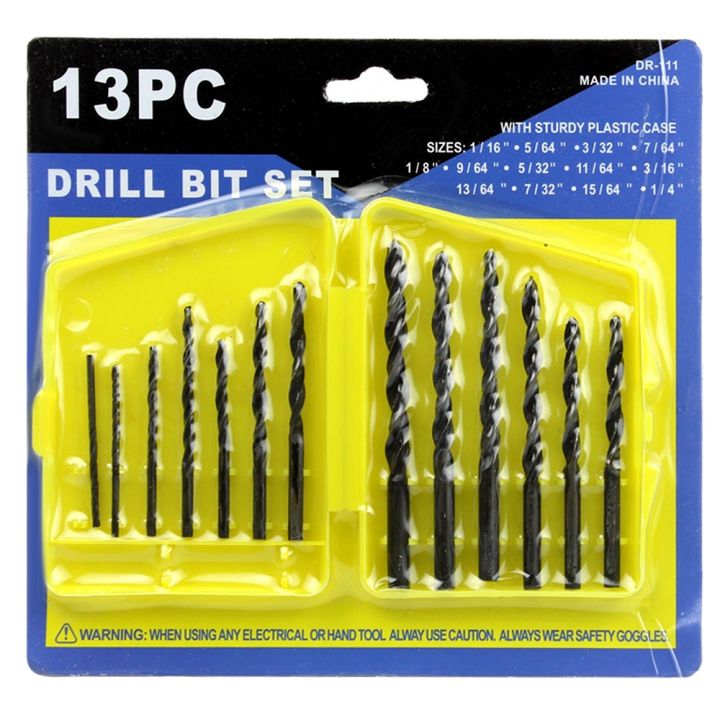 13Pc 1.5-6.5mm Round Shank Twist Drill Bit Set Titanium Coated HSS Bit Woodworking Metal Tools