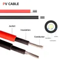 Photovoltaic Cable 14/12/10 AWG 2.5mm2 4mm2 6mm2 Solar Power Cable Wire Cable for PV Panels Connection Red Black XLPE jacket. 