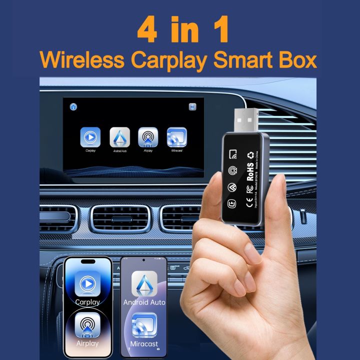 4 in 1 Mirror Screen projection Wireless CarPlay Adapter Type-C for ...