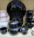 Marble Tea Set Black Gemya 24 Pcs Premium Quality Imported 6 Persons Serving. 