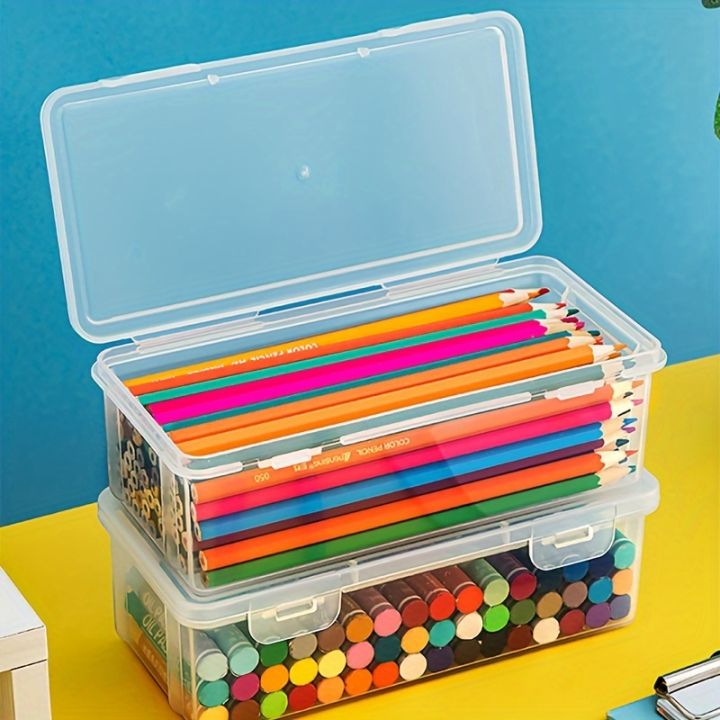 2pcs%20Large%20Capacity%20Transparent%20Plastic%20Pencil%20Boxes,%20Portable%20Tension%20Mount%20Storage%20Organizer%20for%20Oil%20Pastels,%20Crayons%20-%20Image%203