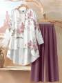 Trendy Floral Print Co-Ord Set For Women - Casual Top and Bottom 2 Piece Dress. 