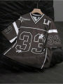 Los Angeles NO.33 Football Jersey Fashion Casual V-neck Sport Tshirt Oversized Men Tee Clothing Streetwear Parent Child T-shirt.