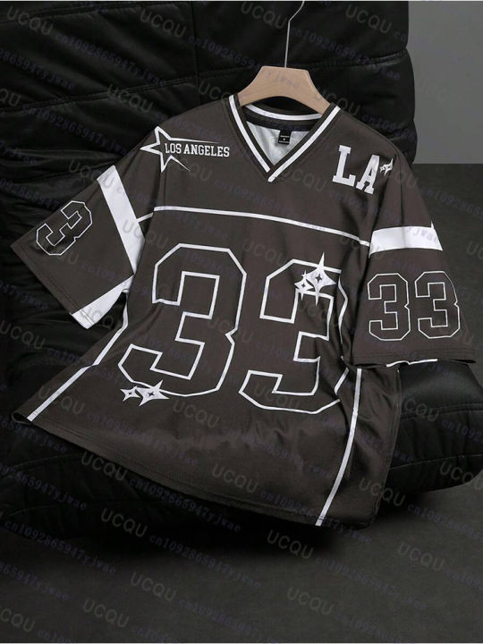 Los%20Angeles%20NO.33%20Football%20Jersey%20Fashion%20Casual%20V-neck%20Sport%20Tshirt%20Oversized%20Men%20Tee%20Clothing%20Streetwear%20Parent%20Child%20T-shirt%20-%20Image%204