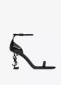 YSL Original Opyum Black Patent Heeled Sandals Size 38. 
