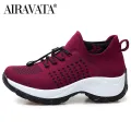 Women Walking Shoes Breathable Fly Weaving Sneakers Non Slip Casual Shoes 7 Color Size 35-45. 