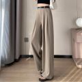 2025 New Spring Summer Casual Loose Women's Wide Leg Full Length Pants High Waist Solid Female Elegant Straight Trousers. 
