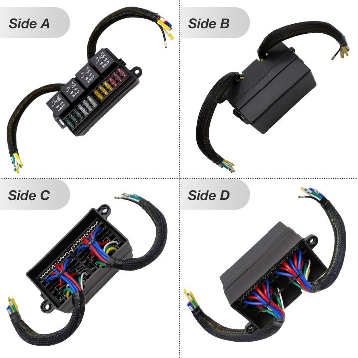 Pre-Wired Fuse Relay Box, 2/3/4/6 Way 4-Pin 40A Relay Block Kit, for ...