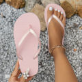 Women's summer casual solid colour lightweight comfortable non-slip bathroom beach pool EVA round head flat bottom flip-flops. 