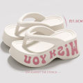 Summer Fashion Chunky Platform Flip Flops Women Outdoor Letter Printing Thick Bottom Slippers Woman Anti Slip Beach Sandals. 