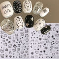 2Pcs Cartoon Cute Cat Nail Childlike Stickers Holographic Love Heart Bronzing Star Sliders Silver Chrome Nail Art Manicure Decor. 