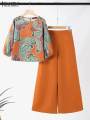 2024 Summer Floral Print Suit ZANZEA Women 3/4 Sleeve Blouse Wide Leg Pant Sets Stylish Tracksuits Fashion Loose Matching Sets.