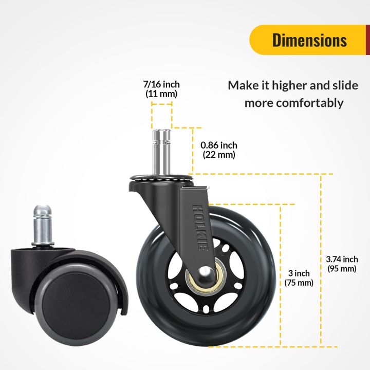 5PCS%20Swivel%20%20Caster%20Wheels%203%20Inch%20Office%20Chair%20Caster%20Wheels%20Replacement%2060KG%20Soft%20Safe%20Rollerblade%20Style%20Caster%20-%20Image%202