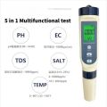 5-in-1 Water Quality Tester, PH / TDS / EC /Salinit/Temperature Water Quality Tester, Water Testers with Back light | High Accuracy 0.01 PH | Mini Water Meter Quality for Drinking Water Hydroponics. 