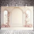 A floral background cloth - elegant pink rose design, suitable for room and party decorationL. 