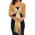 Gold Thread Tassel Scarf Shawl For Women Luxury Glitter Silver Scarves Ladies' Fashionable Simple Party Shawls 160*50cm.