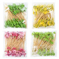 100pcs Hawaii Flamingo Pineapple Disposable Bamboo Food Pick Dessert Fruit Forks for Tropical Beach Birthday Wedding Party Decor. 