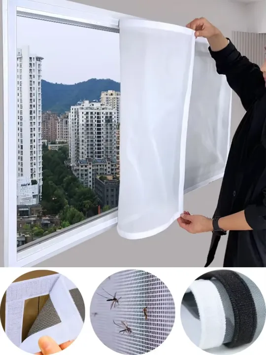 Customized%20Size%20Screen%20Windows%20No%20Drilling%20Mosquito%20Net%20White%20Mesh%20Air%20Tulle%20Reusable%20With%20Velcro%20Anti%20Insect%20Fly%20Curtains%20-%20Image%204