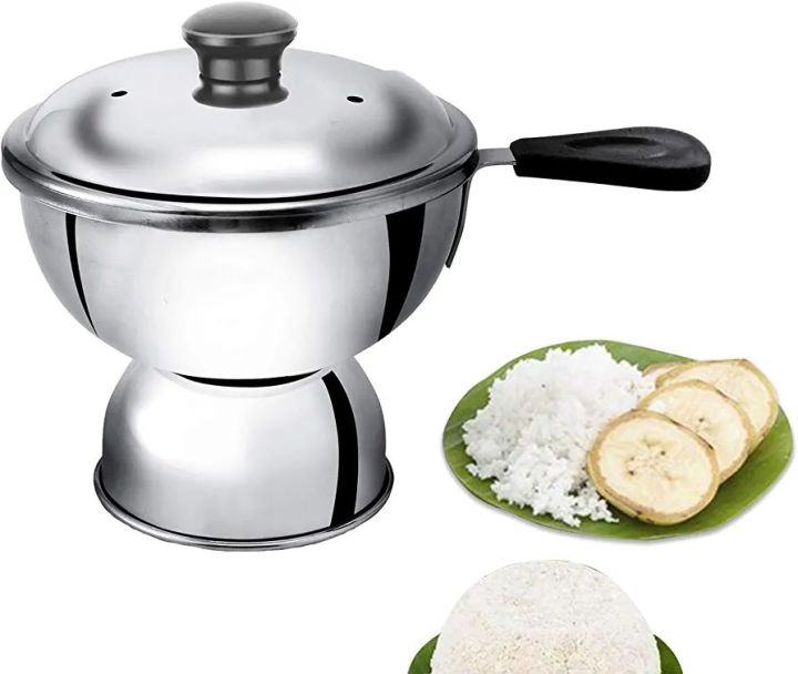 Stainless Steel Chiratta Puttu Maker, Chiratta Maker with Handle Use with Pressure Cooker Puttu Kutti Puttu Steamer Puttu Cooker Silver