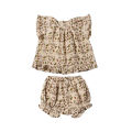 Organic Cotton Baby Girl Summer Clothes 2Pcs Floral Kids Dresses + Shorts Newborn Baby Girl Outfit. 