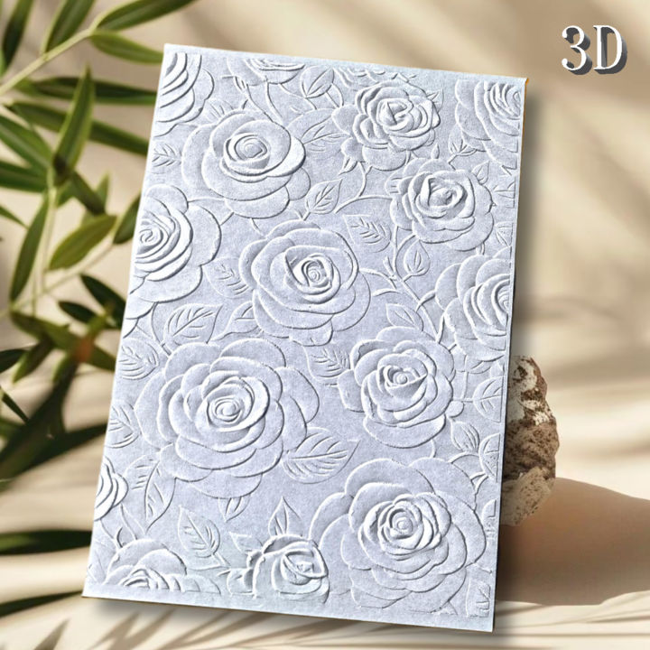 3D Embossed Folder - Summer Seamless Rose Flower Design Rose Whispers: Retro Romantic Elements of Hand drawn Flower Clusters, Tr