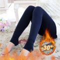 Women Winter Leggings Warm Leggins High Waist Solid Color Women Thickened Leggings Stretchy Black Leggings. 