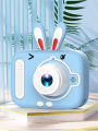 Mini cartoon bunny rabbit HD dual camera, students can video game digital camera (with silicone cover). 