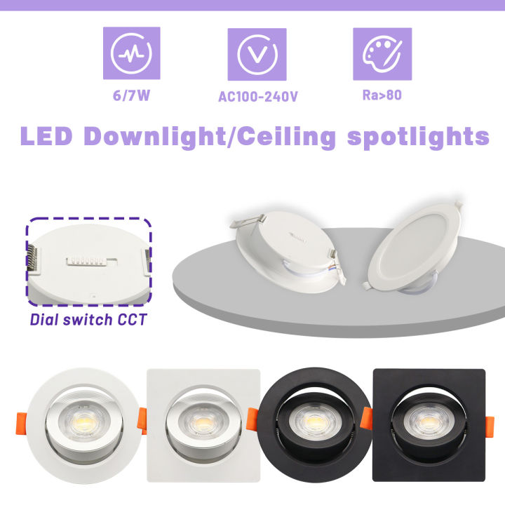 10pcs CCT 3000/4000/6500K Spot Led Downlight Anti-glare Ceiling Lamp Foldable Spotlights for BedRoom Bathroom Surface Mounted